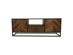 TV-Meubel Verona - 150x40x55 - Bruin/zwart - Oud hout/metaal