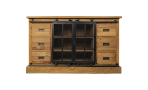 Dressoir Blackburn - glasdeuren - reclaimed teak/ijzer