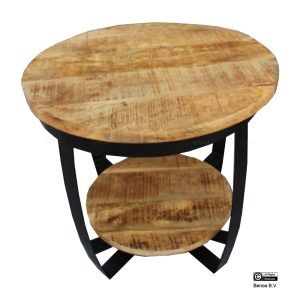 Iron Paras Sidetable Wooden Top 60