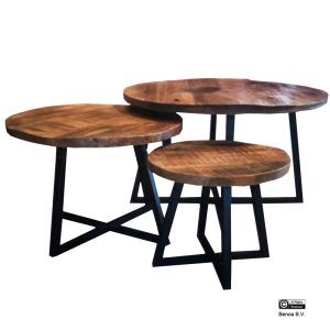 IJzeren ronde salontafel (set van 3)