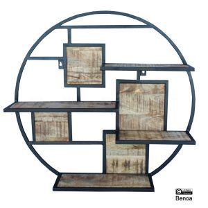 Iron & Wooden Round Wall Rack 100