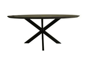 Tafel Zurich ovaal swiss edge - 180x100x76 - Zwart - Acaciahout/metaal