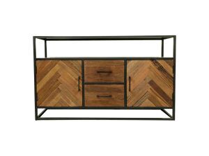 Dressoir Verona - 140x40x85 - Bruin/zwart - Oud hout/metaal