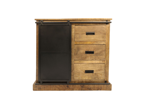 Sideboard Melbourne – 95x45x90 – Naturel/zwart – Mangohout/metaal foto 1