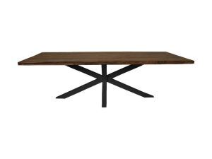 Rechthoekige eettafel tuin - 220x100x76 - Naturel/zwart - Teak/metaal