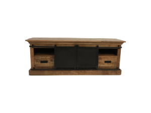 HSM Collection-Tv Meubel Melbourne 2 Deur 2 La-150x45x55-Naturel/Zwart-Mango/Metaal