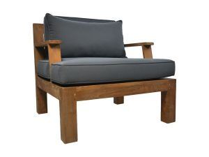 Tuin Sofa met armsteun en kussenset - 80x79x83 - Naturel/grijs - Teak