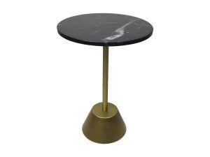 Ronde bijzettafel - ø40x55 - Zwart/goud - Marmer/metaal