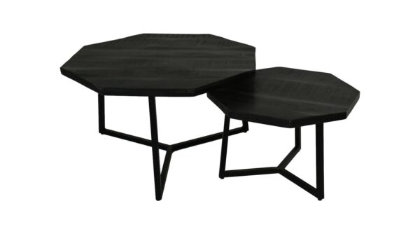 Salontafel Urban – 72x72x41 – Mangohout/ijzer – Zwart – Set van 2 foto 1