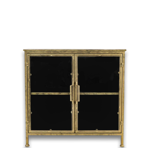 Vitrinekastje Fletcher - 93x42x90 - Antique Gold - Metaal/glas