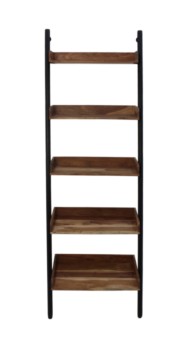 Decoratieve ladder – powdercoated black – acacia foto 1