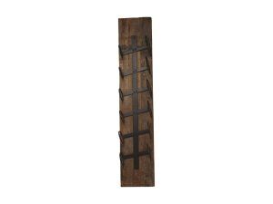 Wijnrek 6 flessen - 20x13x100 - Bruin/zwart - Oud hout/metaal