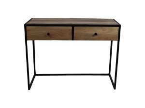 Console tafel Dublin - 100x45x75 - Mangohout/ijzer - Naturel/zwart