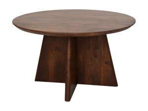 Ronde salontafel met kruispoot - 80X80X45 - mat bruin - Mangohout