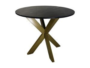 Eettafel rond marmer - ø90x76 - Zwart/goud - Marmer/metaal