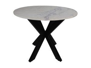 Eettafel rond marmer - ø90x76 - Wit/zwart - Marmer/metaal