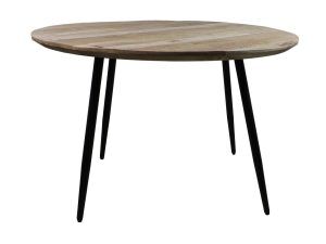 Ronde eettafel Bern -  140x140x76 - Naturel/zwart - Mangohout/ijzer