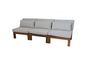 Tuin loungeset Aruba 3-delig (incl. kussens) - Naturel/wit - Teak