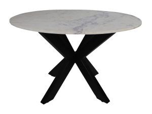 Eettafel rond marmer - ø120x76 - Wit/zwart - Marmer/metaal