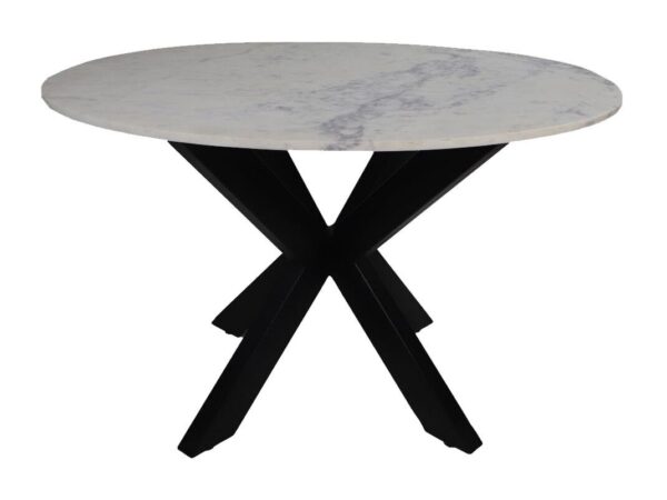 Eettafel rond marmer – ø120×76 – Wit/zwart – Marmer/metaal foto 1