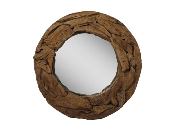 Ronde spiegel – 90x90x10 – Naturel – Teak foto 1