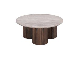 Salontafel travertine met ronde poten 75x75x32 cm