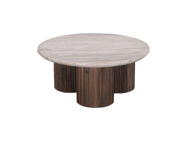 Salontafel travertine met ronde poten 75x75x32 cm foto 1