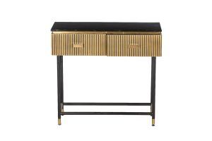 Sidetable goud met marmer en 2 laden 90x35x80 cm