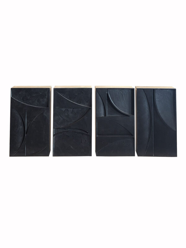 Wandkast Set Van 4 Met Kunst/Decoratie – Black 4x 28x15x48 foto 1