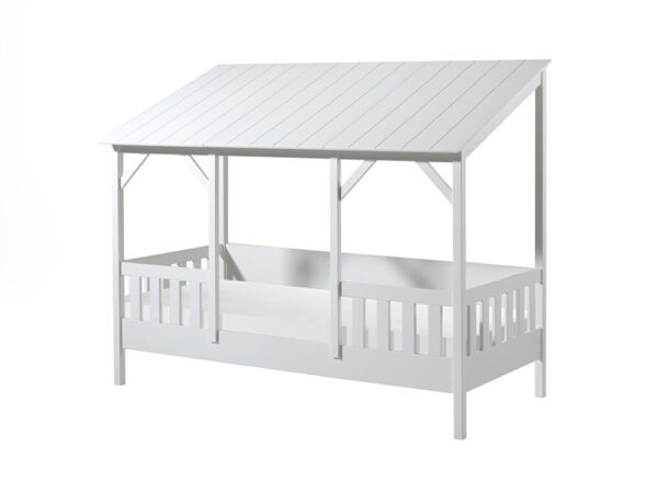 Deze Housebed-combinatie bestaat uit een housebed white, white roof 3 panels  en een rol lattenbodem 16l foto 1