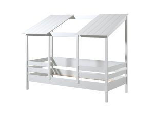 Deze Housebed-combinatie bestaat uit een housebed white, white roof 2 panels en een rol lattenbodem 16l