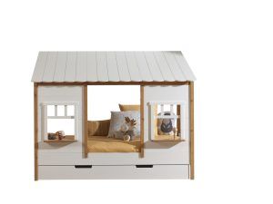 Deze Housebed-combinatie bestaat uit een huisbed 05 wit en een bedlade