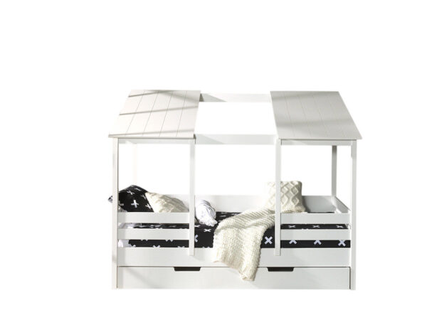 Deze Housebed-combinatie bestaat uit een housebed white, white roof 2 panels en een bedlade foto 1