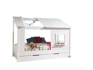 Deze Housebed-combinatie bestaat uit een house bed, white roof  en een bedlade