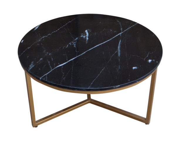 Marmeren Salontafel – Zwart – Gouden Onderstel 74x74x40 foto 1