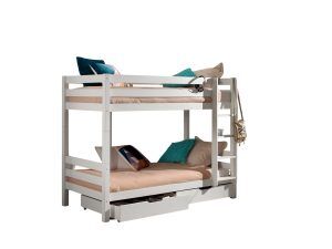 Deze PINO-combinatie bestaat uit een wit PINO stapelbed h160cm  en een PINO 2 lades wit