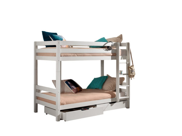 Deze PINO-combinatie bestaat uit een wit PINO stapelbed h160cm  en een PINO 2 lades wit foto 1