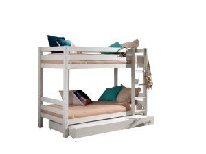 Deze PINO-combinatie bestaat uit een wit PINO stapelbed (h160cm) en een PINO rolbed