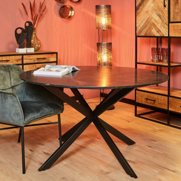 Eetkamertafel Lynn | Rond | Zwart marmer | 130 CM foto 1