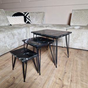 Salontafel set Jala | Zwart marmer | 50 cm