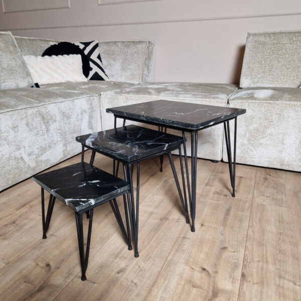 Salontafel set Jala | Zwart marmer | 50 cm foto 1