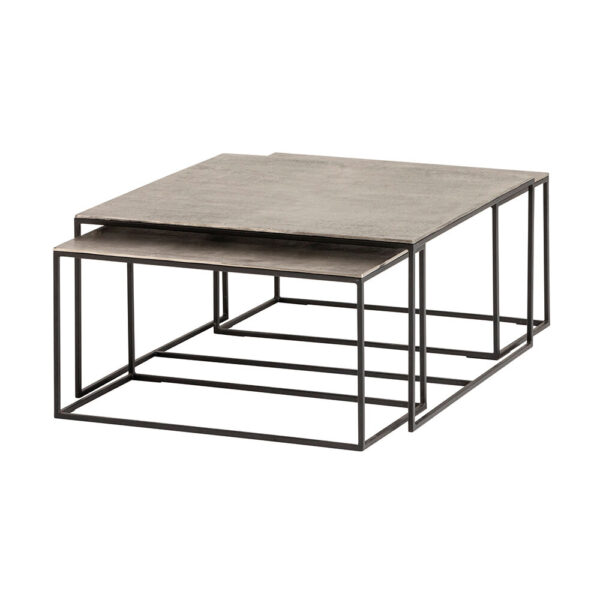 Silverstone salontafel set van 3, Raw nickel black patina foto 1