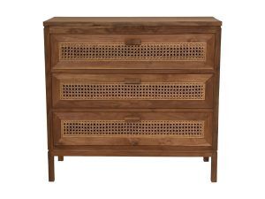 HSM Collection-Dressoir 3 La-90x42x85-Naturel-Rotan/Teak