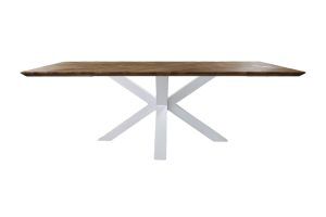 Rechthoekige eettafel Fishbone - 200x100x76 - Naturel/wit - Eiken/metaal