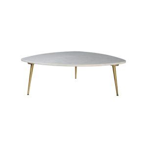 Salontafel Marseille- 90x60x36 - Wit/goud - Marmer/metaal