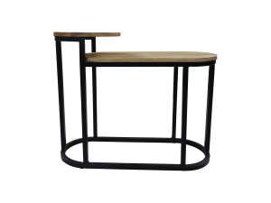 Sidetable Ovaal Plateau - 75x30x60 - Naturel/zwart - Mangohout/ijzer