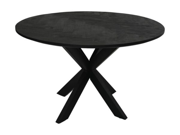 Eettafel Mozaik Verona rond – 140x140x76 – Zwart – Mangohout/metaal foto 1