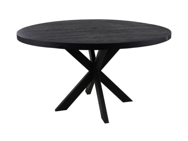 Ronde eettafel Melbourne – ø130×76 – Zwart – Mangohout/ijzer foto 1