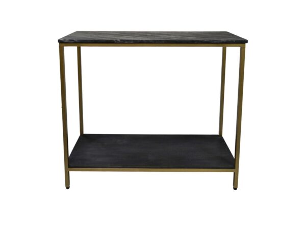 Console tafel – 100x35x86 – Zwart/goud – Marmer/metaal/mangohout foto 1