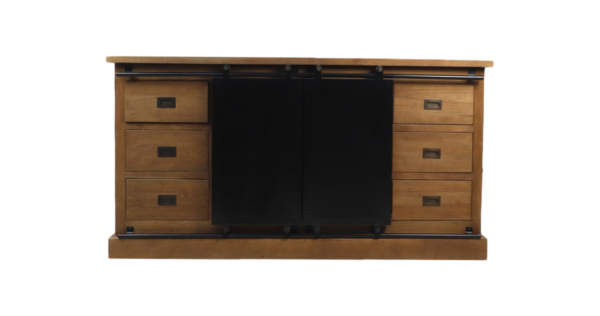 HSM Collection-Dressoir Blackburn 2 Deur 6 La-180x50x85-Naturel/Zwart-Teak/Metaal foto 1